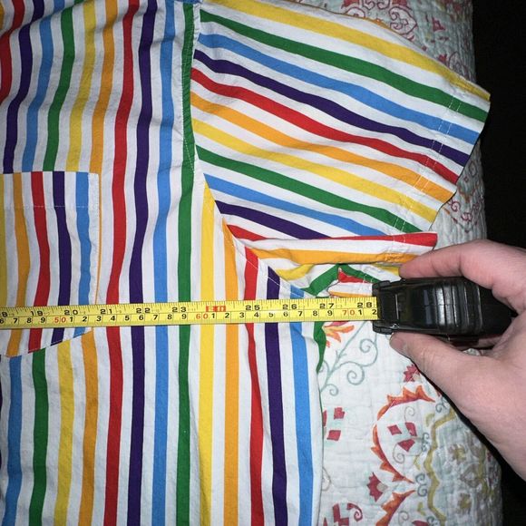 Trinity Collective Mens Multicolor Rainbow Button Down Shirt Stripes XXL Vintish - Picture 3 of 6